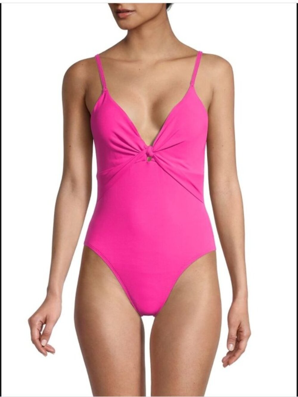 🆕ROBIN PICONE Olivia Knot-Front One Piece Swimsuit Fuchsia Pink 4